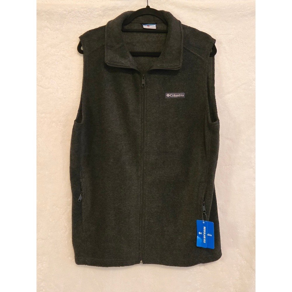 Columbia Mens Large Tall Vest Steens Mountain Fleece Charcoal Gray AT1535 NWT